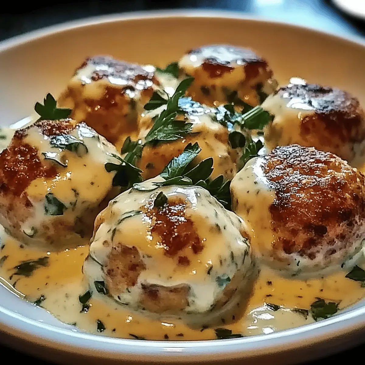 Chicken Ricotta Meatballs with Spinach Alfredo Sauce