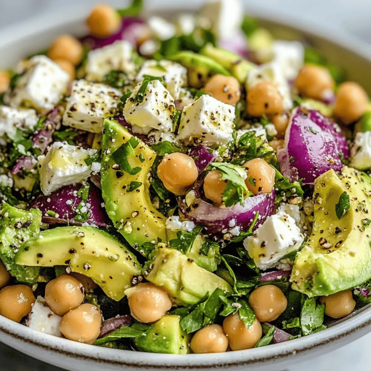Chickpea Feta Avocado Salad