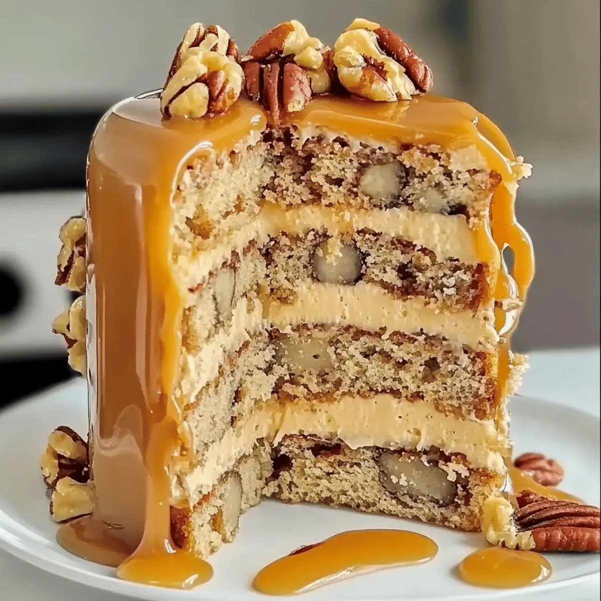 Banana Pecan Caramel Cake