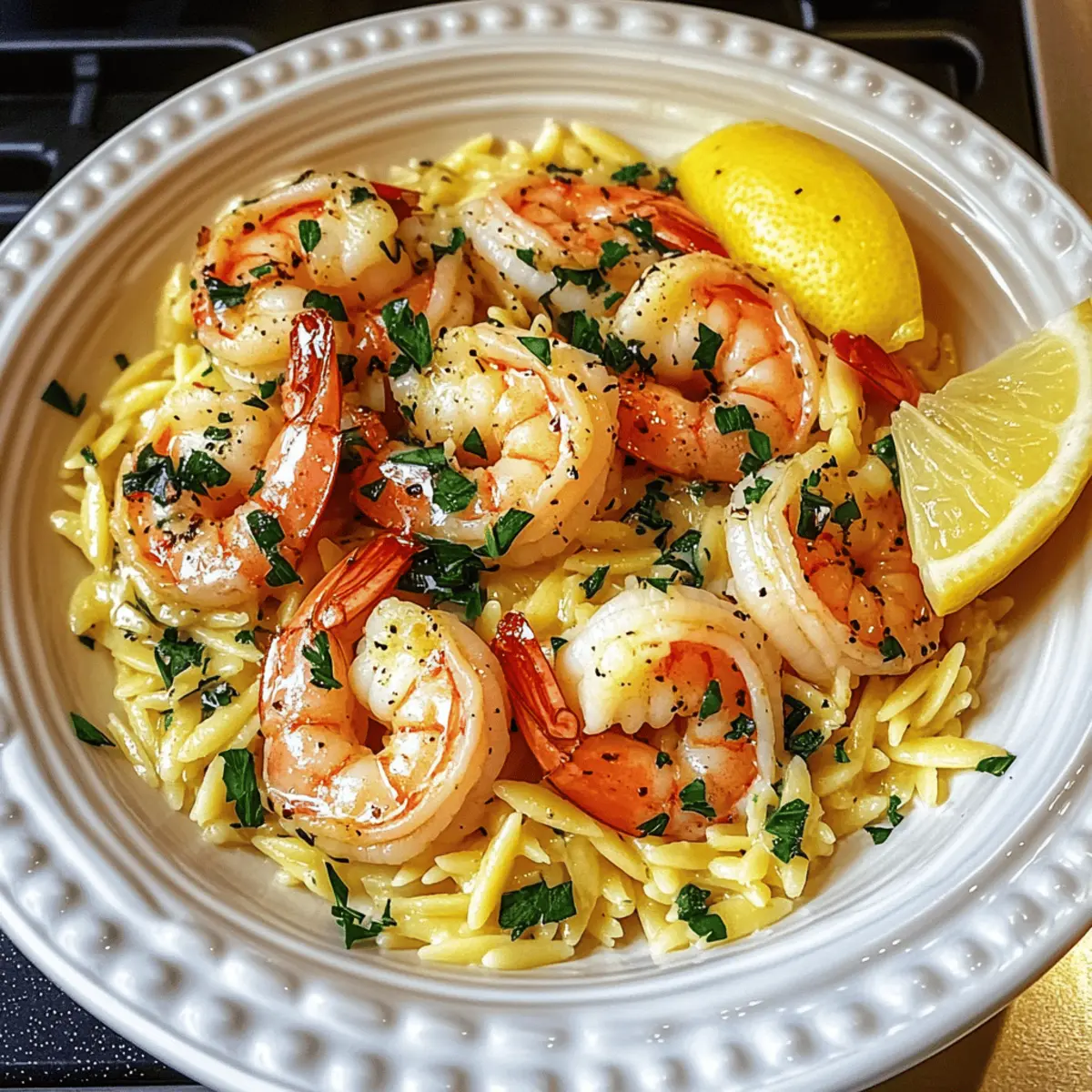 Shrimp Orzo In Lemon Garlic Sauce