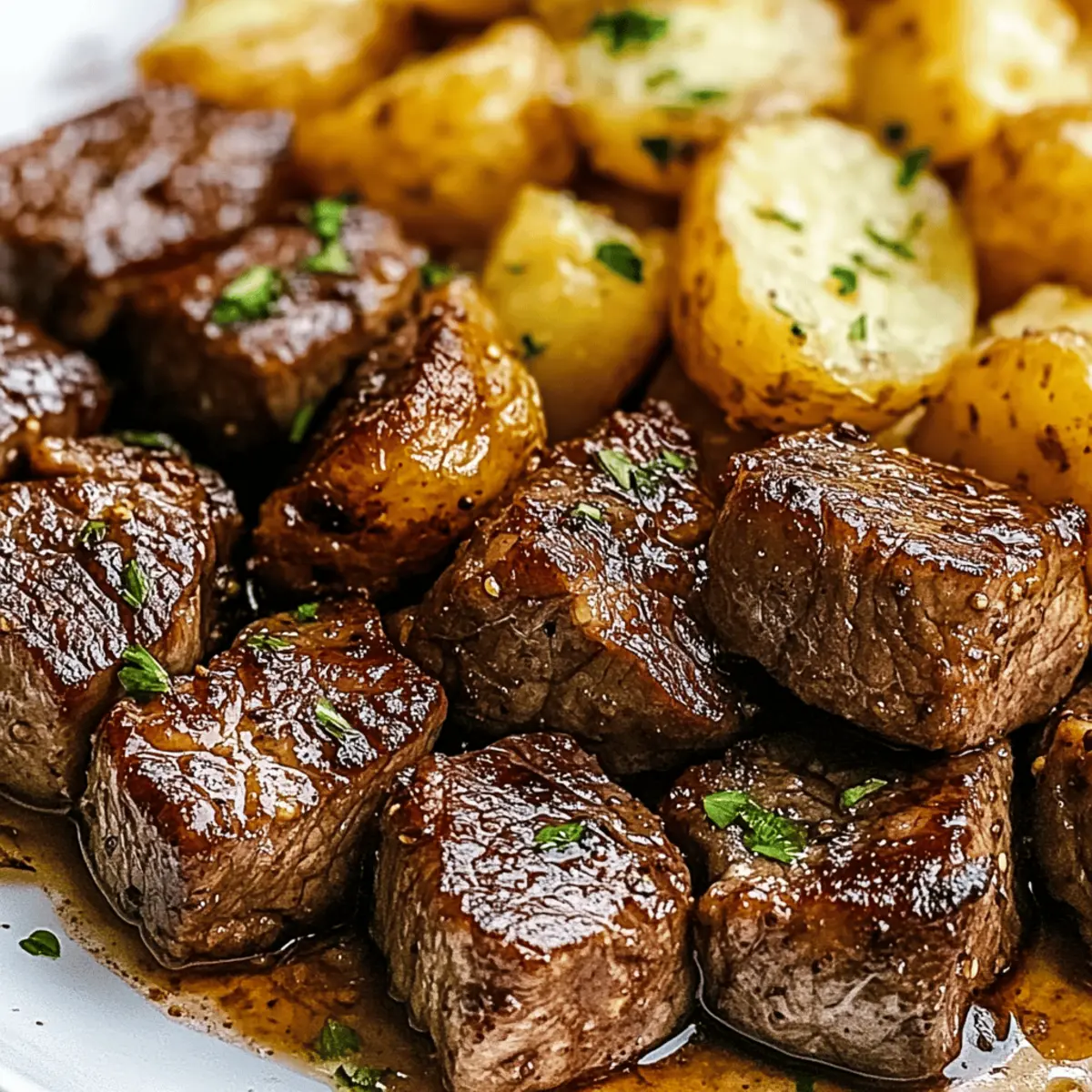 Garlic Butter Steak Bites and Potatoes