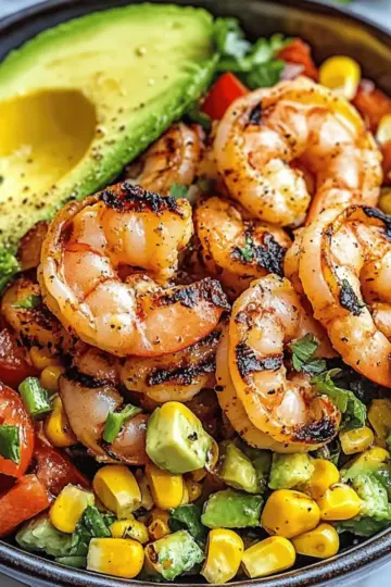 Avocado Corn Salad With Grilled Shrimp