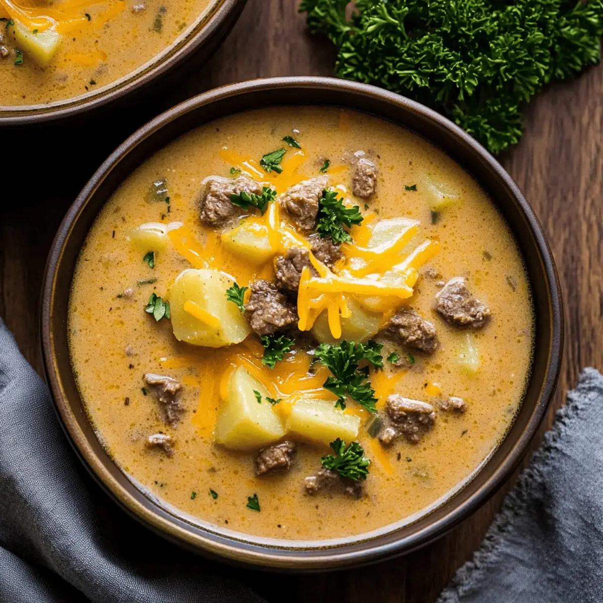Cheesy Beef and Potato Soup