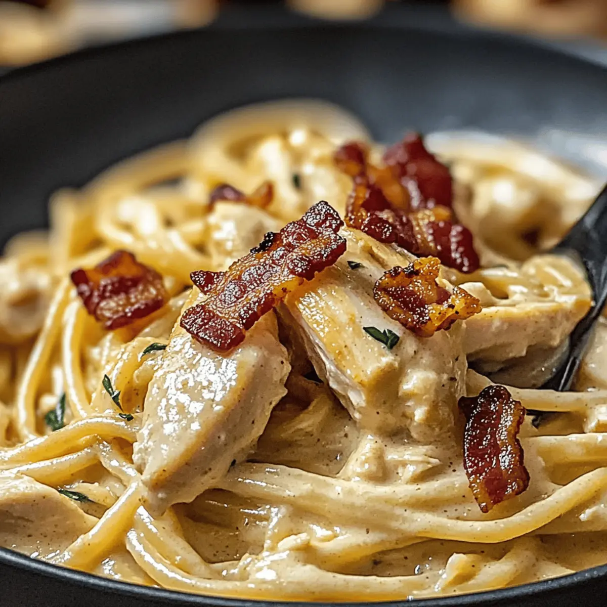 Creamy Carbonara with Crispy Chicken & Bacon