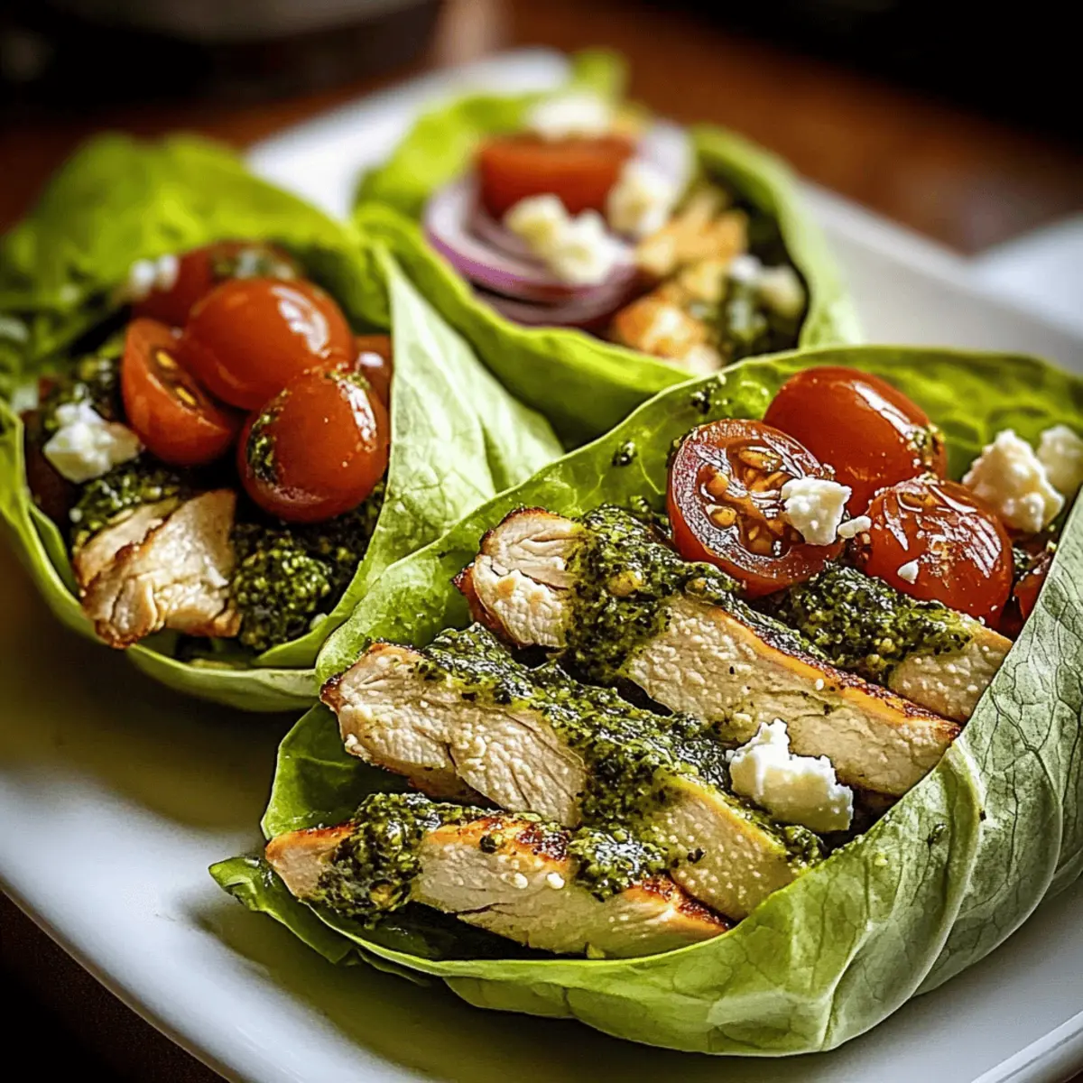 Pesto Chicken Lettuce Wraps