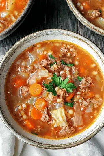Beef Cabbage Barley Soup