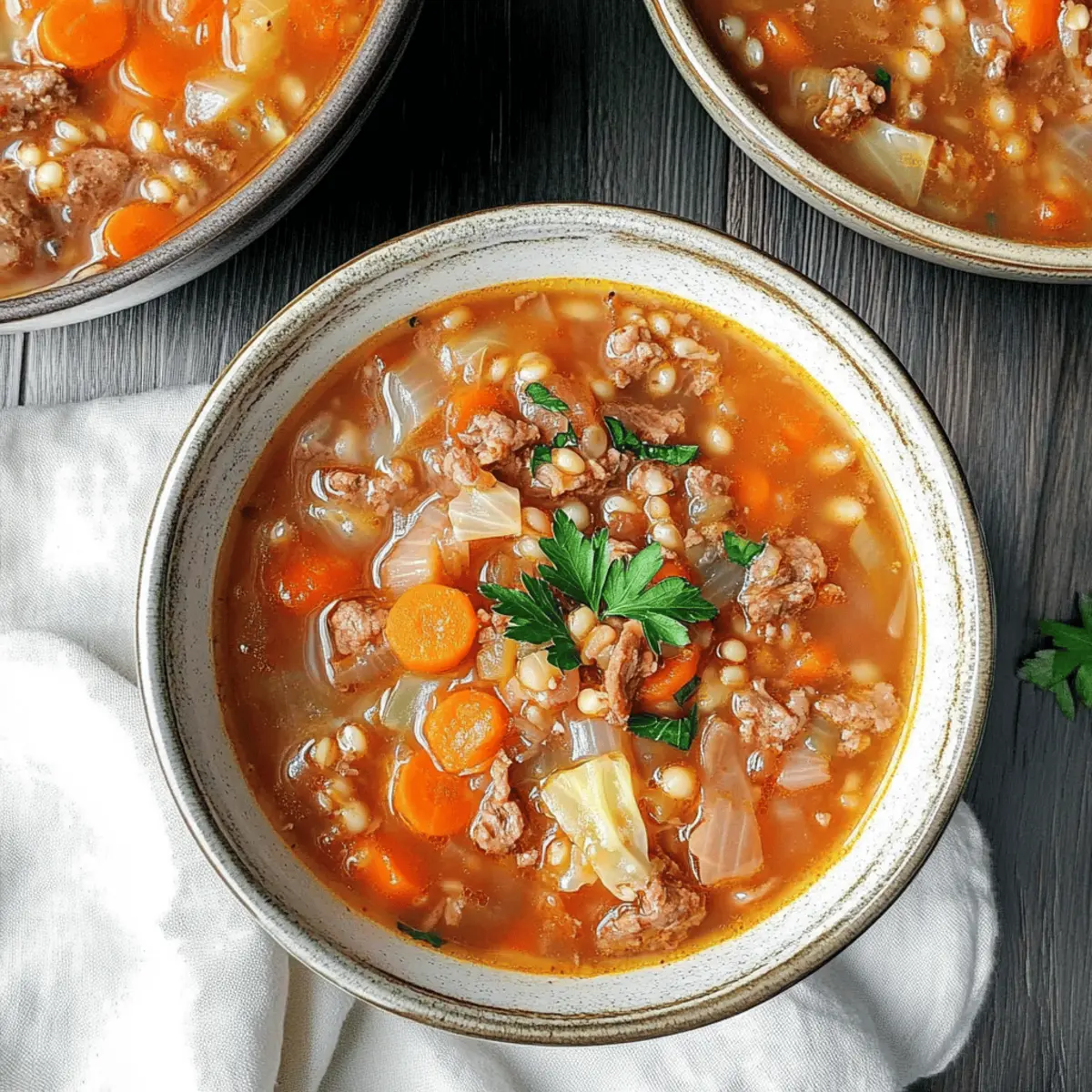 Beef Cabbage Barley Soup