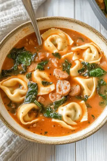 Creamy Tortellini Soup with Sausage