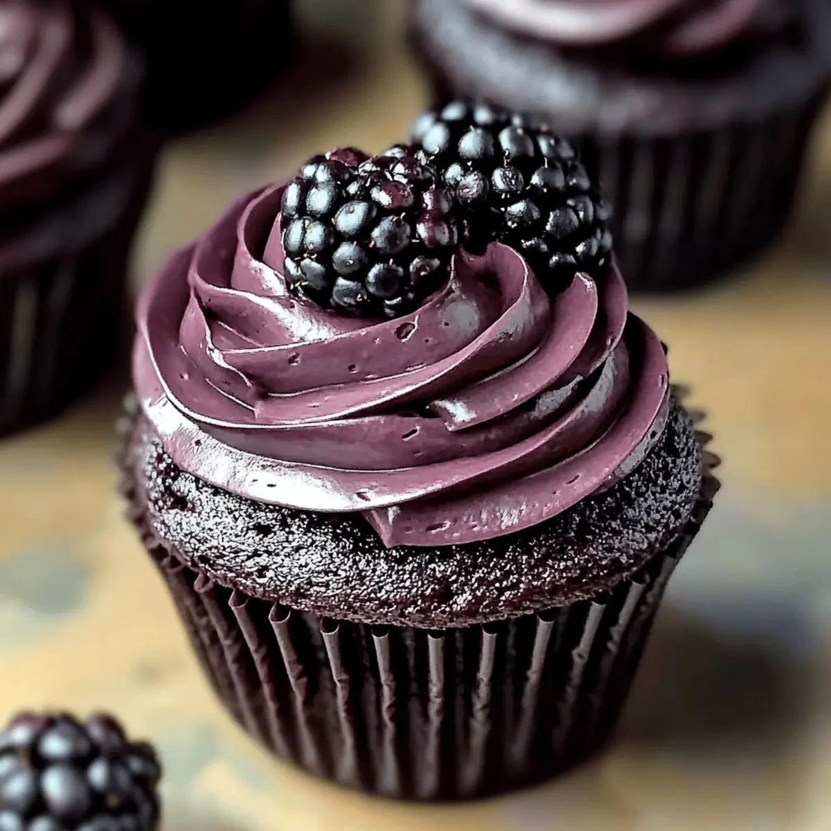 Dark Chocolate Blackberry Cupcakes