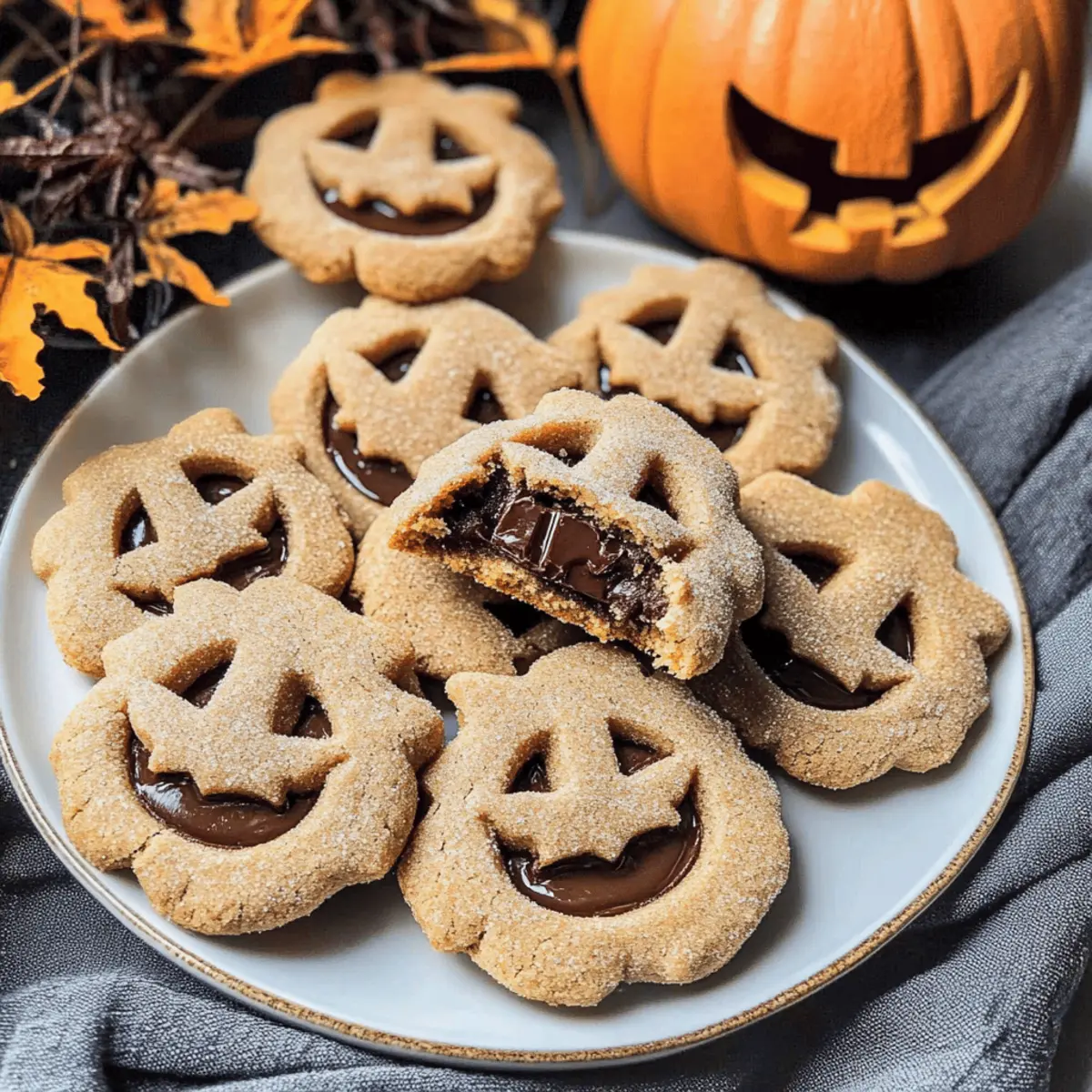 Milk Chocolate Stuffed Jack-O’-Lantern Cookies.