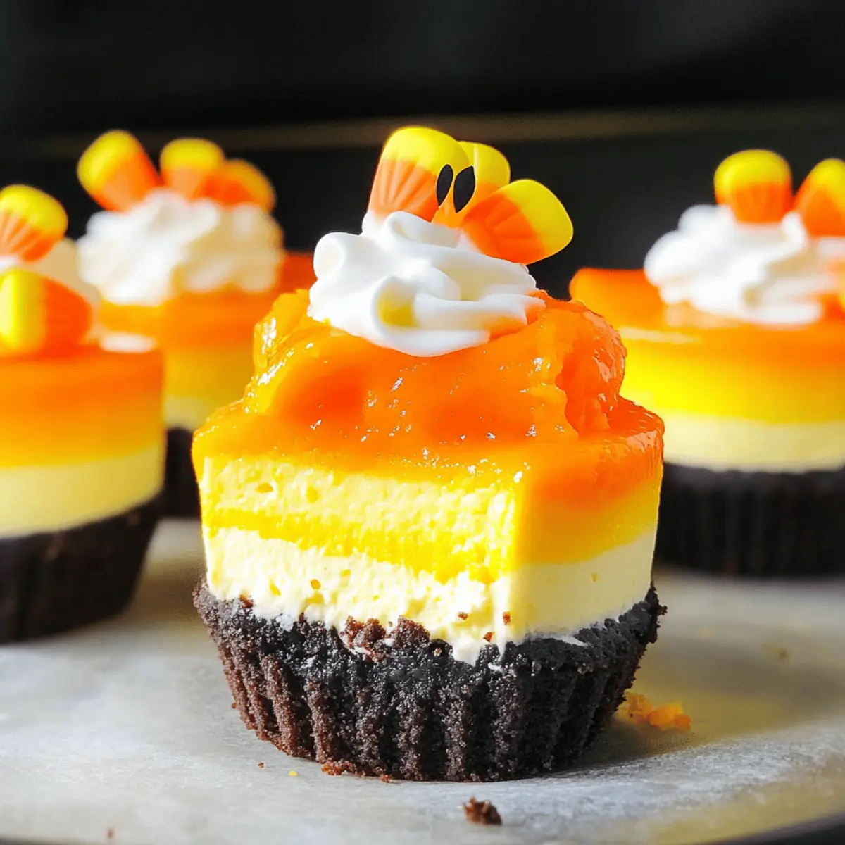 Mini Candy Corn Cheesecakes