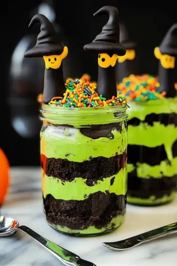 Witches' Brew Halloween Cake Jars