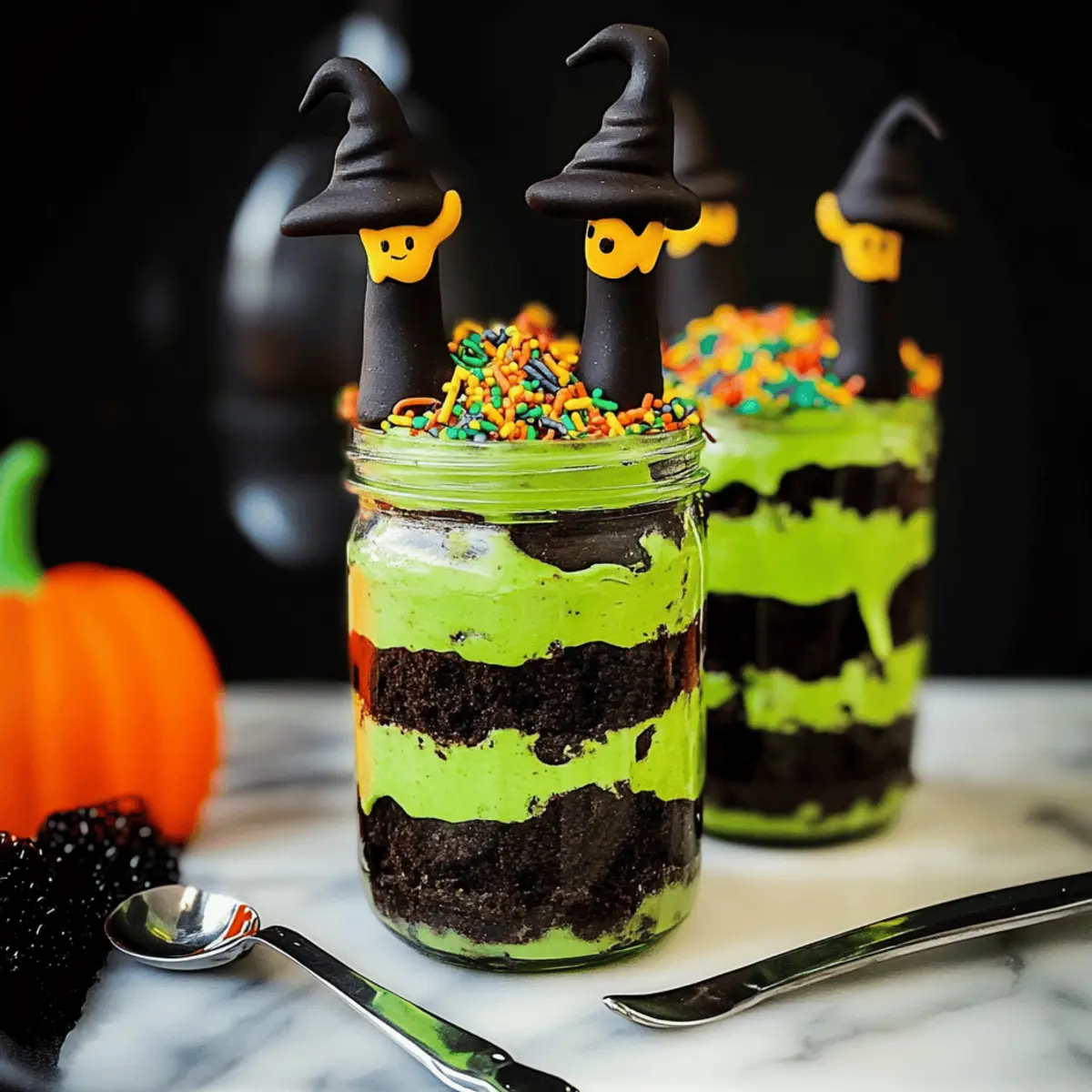 Witches' Brew Halloween Cake Jars