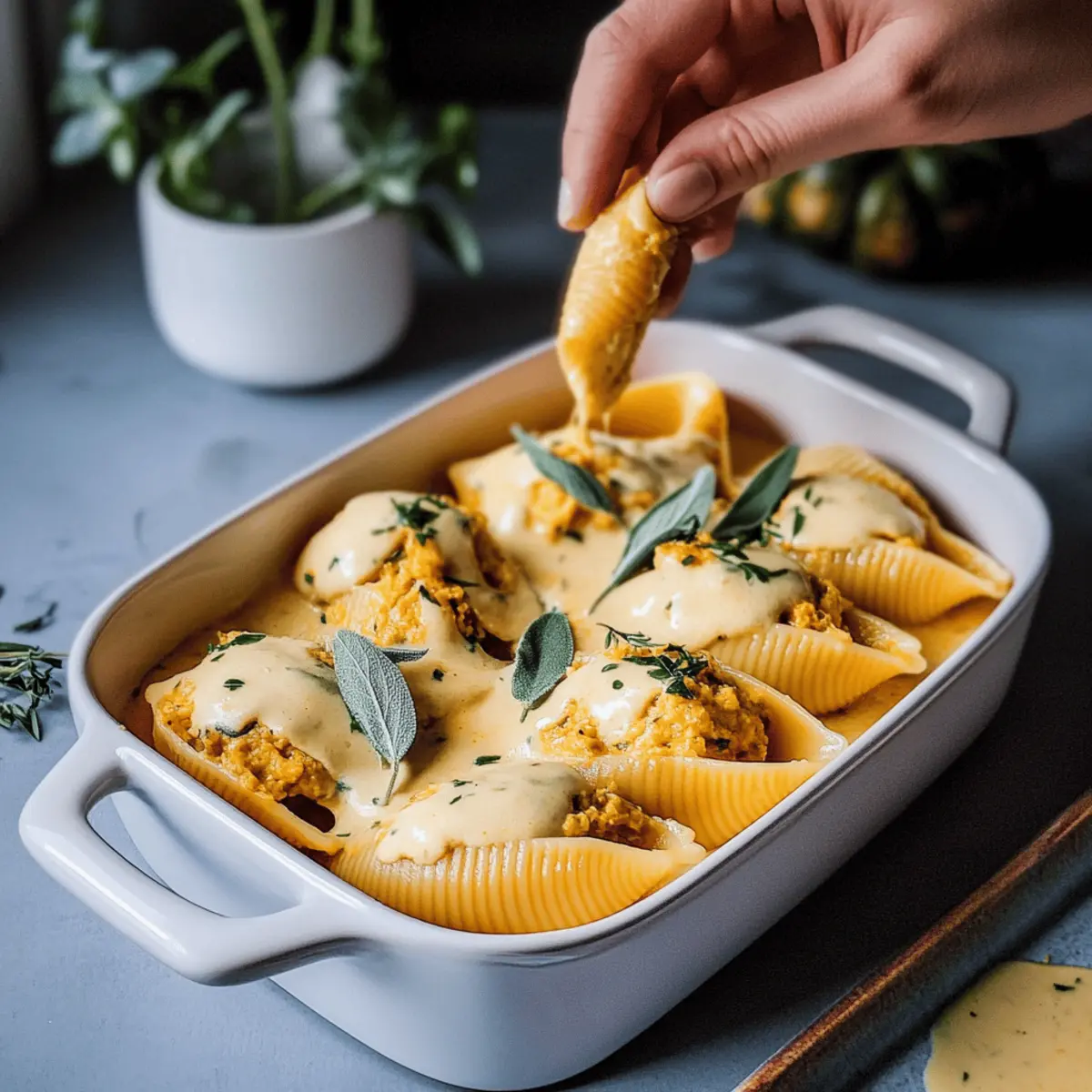 Vegan Pumpkin Ricotta Stuffed Shells