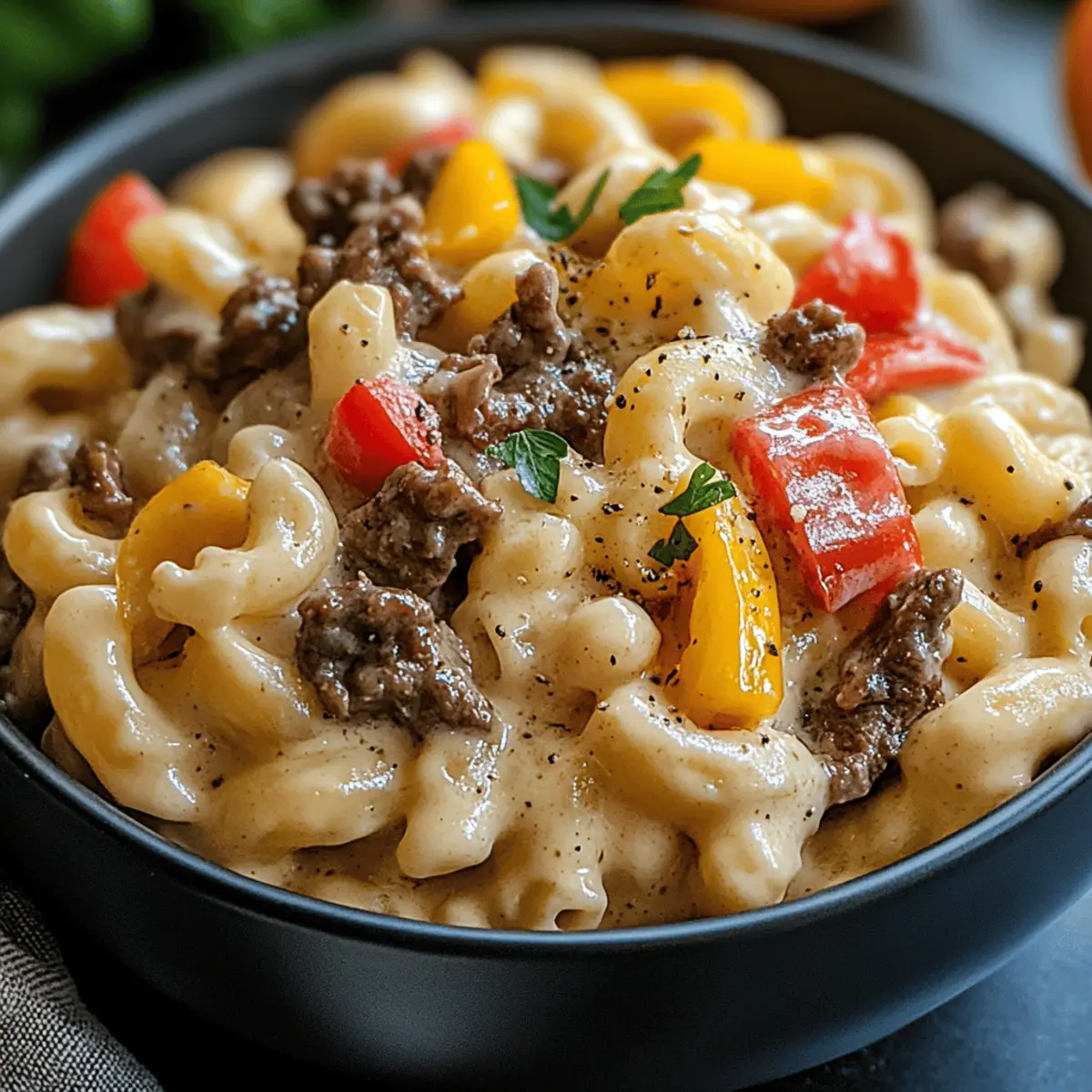 Creamy Philly Cheesesteak Mac & Cheese