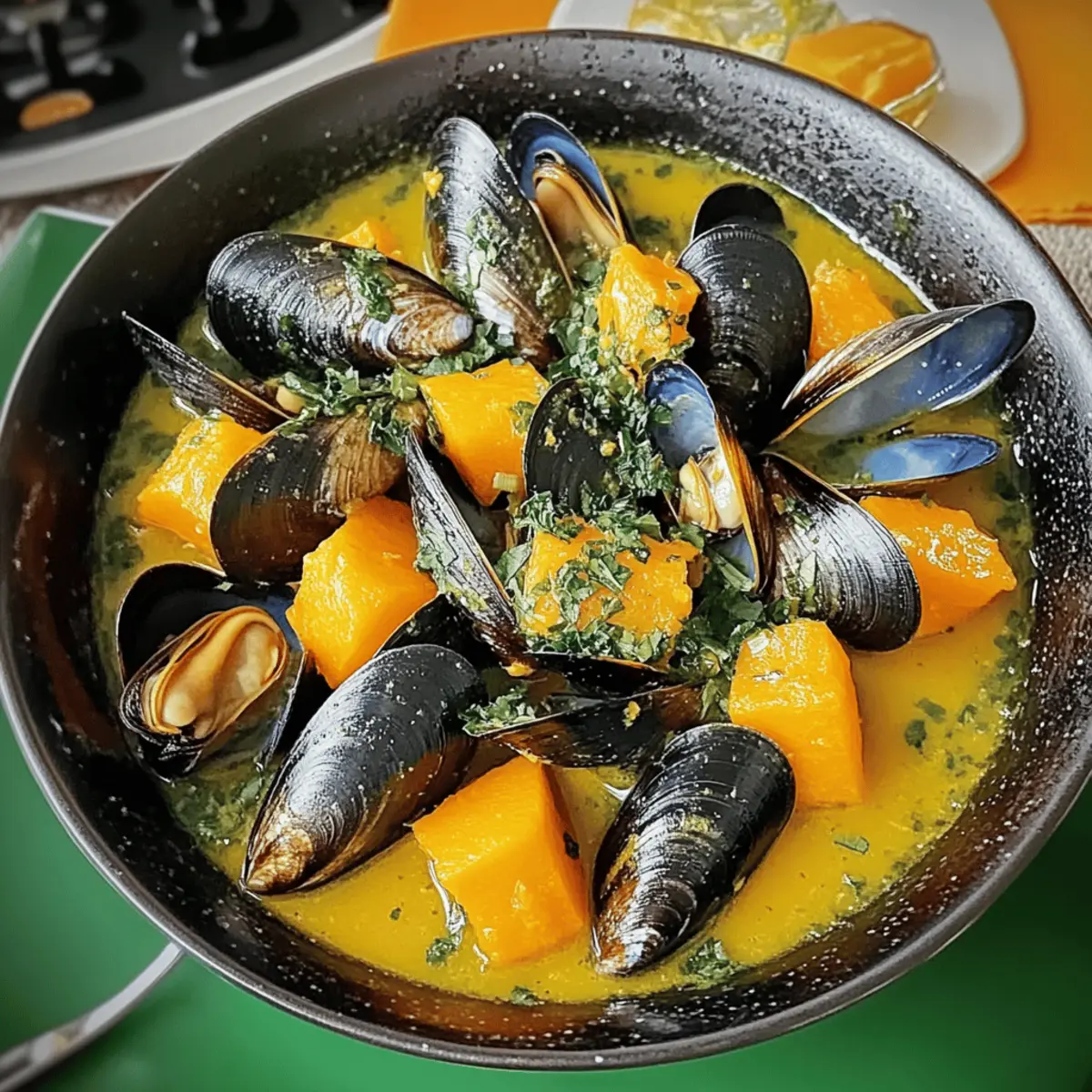 Spicy Curried Mussels