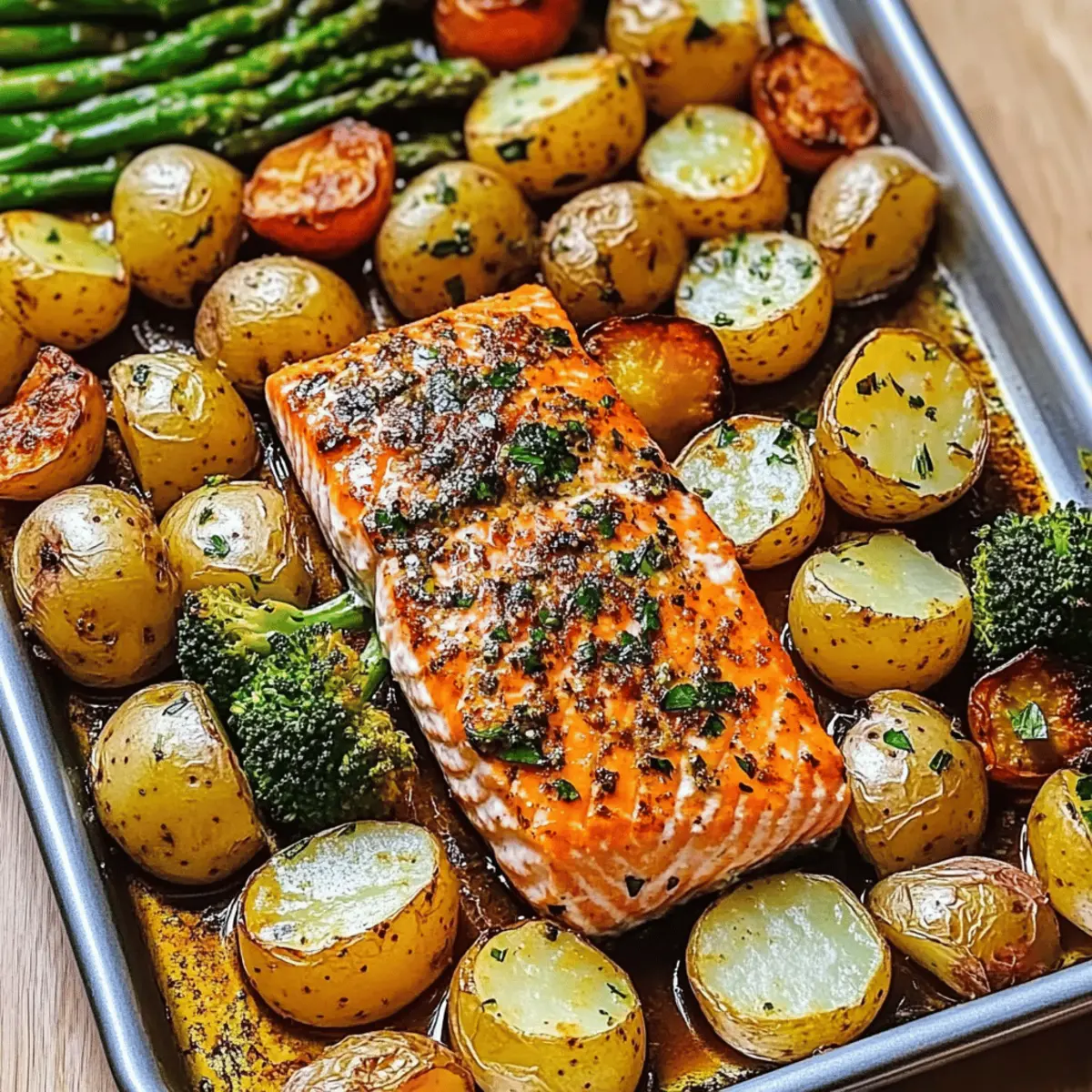 Sheetpan Salmon and Potatoes With Veggies