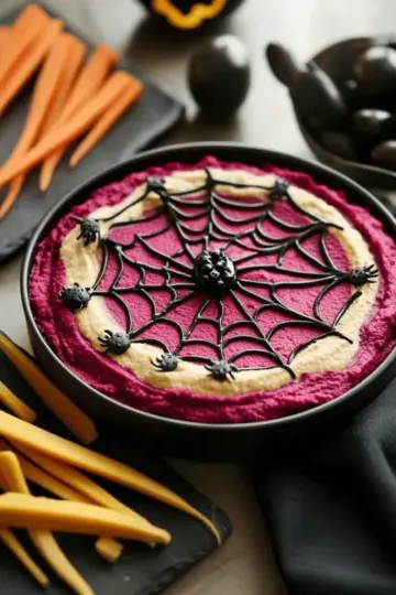 Bloody Beet Hummus with Cheese Web