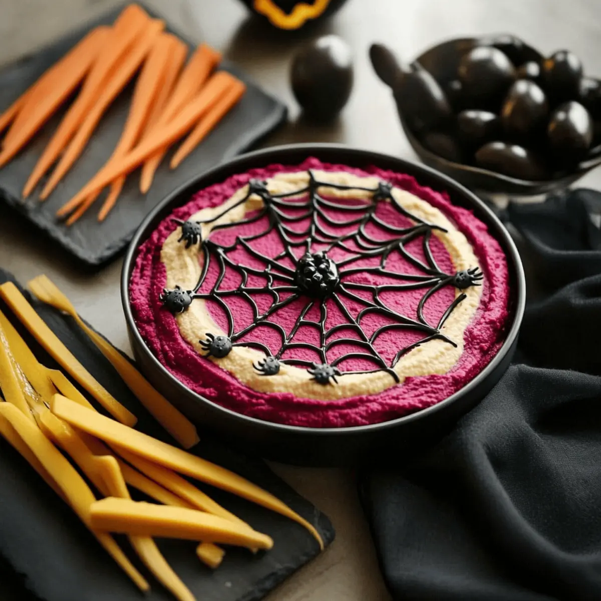 Bloody Beet Hummus with Cheese Web