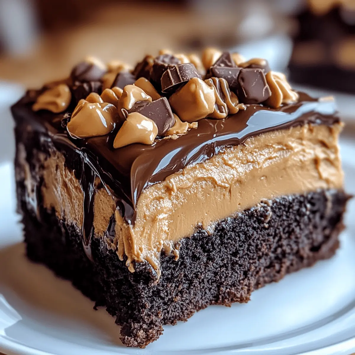 Chocolate Peanut Butter Poke Cake
