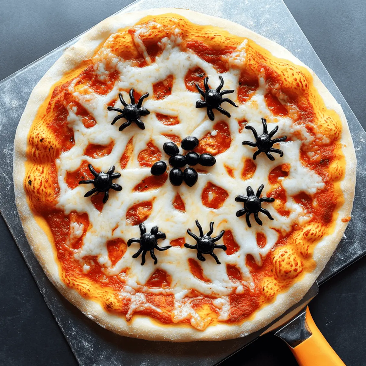 Creepy Halloween Spider Web Pizza