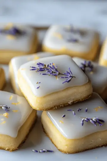 Iced Lemon Lavender Shortbread Cookies