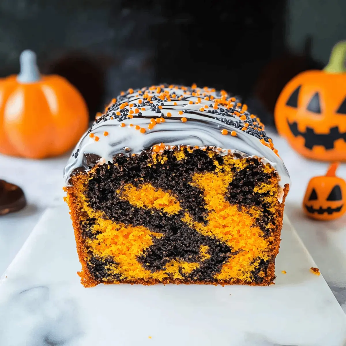 Orange and Black Halloween Marble Cake