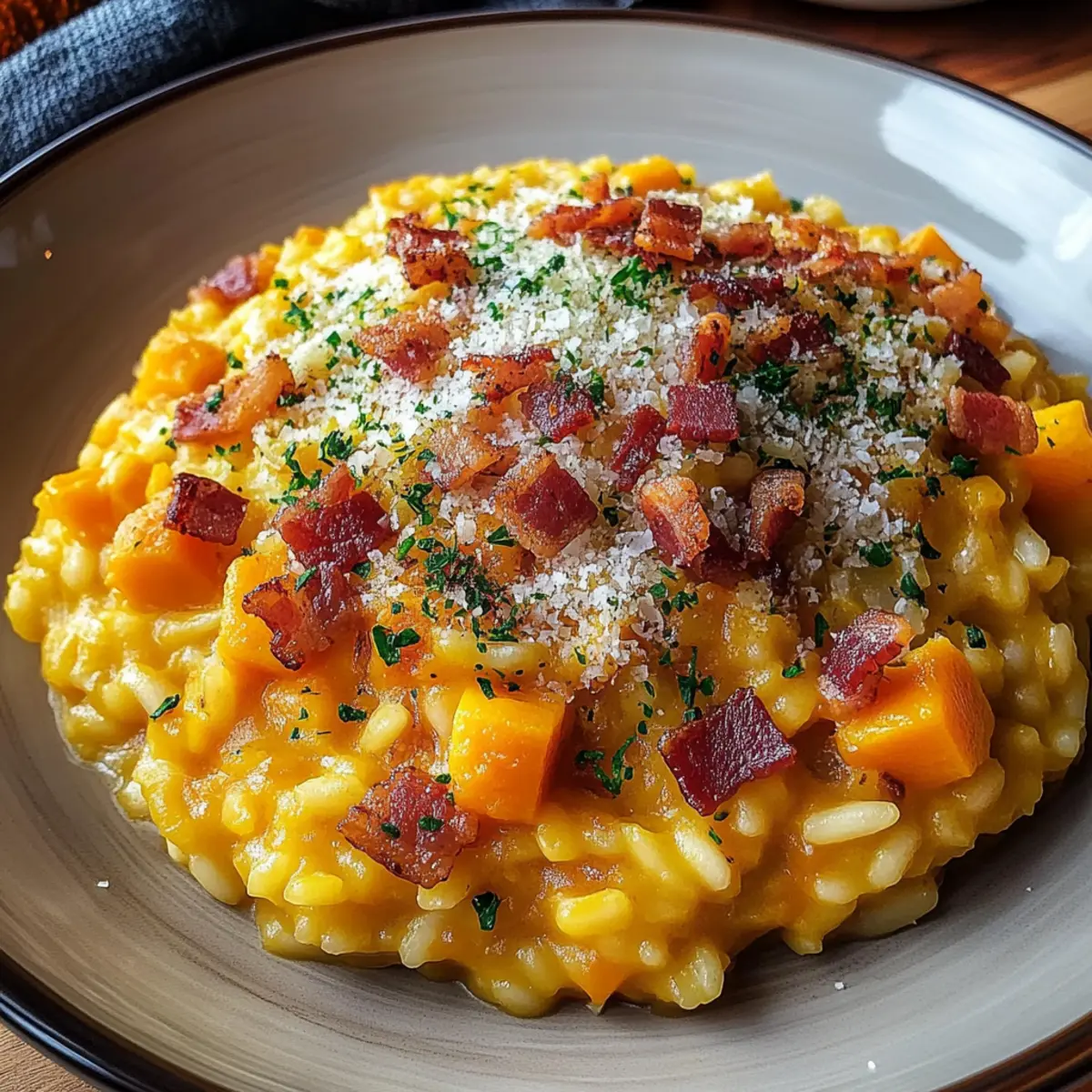 Pumpkin Risotto with Bacon & Parmesan