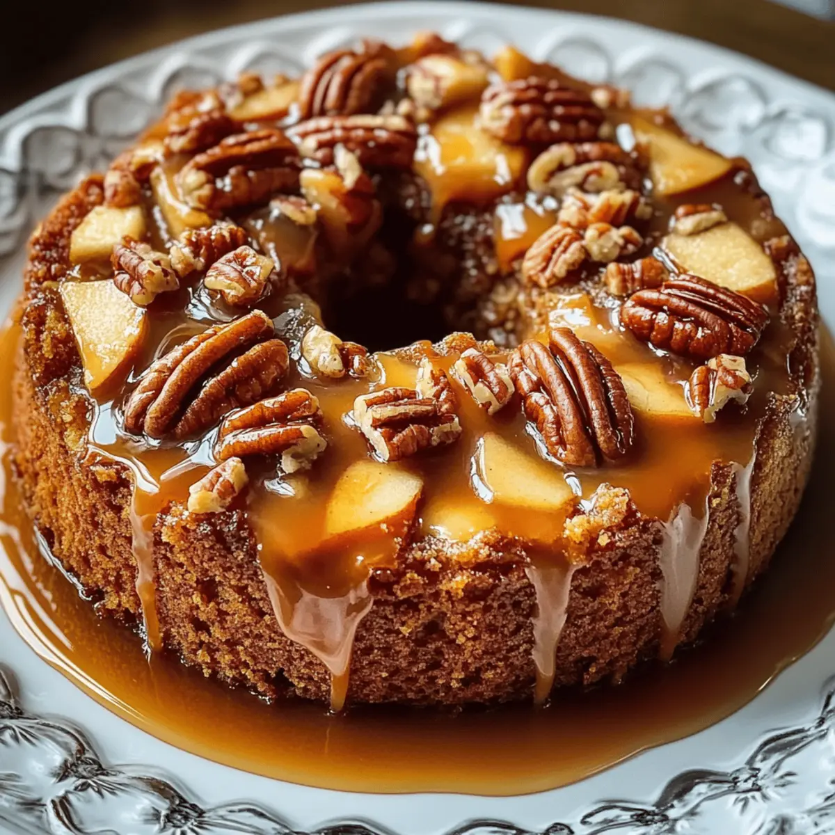Apple Pecan Cake With Caramel Glaze