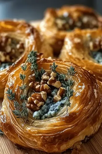 Blue Cheese, Walnut, and Thyme Pull-Apart Puff Pastry Twirl