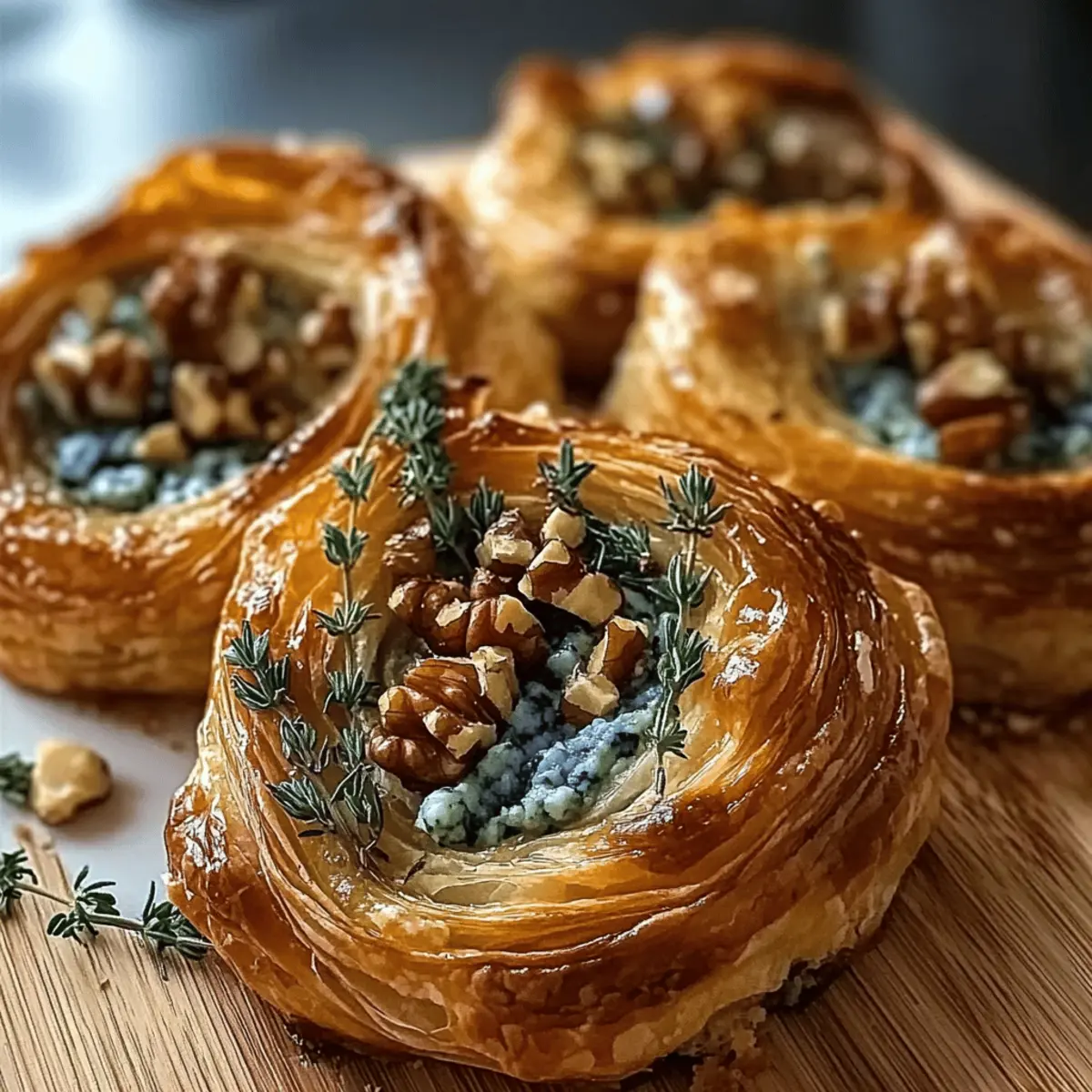 Blue Cheese, Walnut, and Thyme Pull-Apart Puff Pastry Twirl