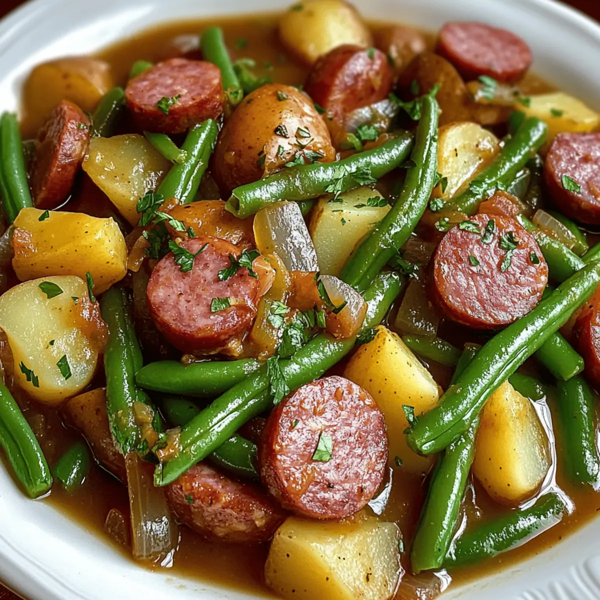 Crockpot Kielbasa and Green Beans
