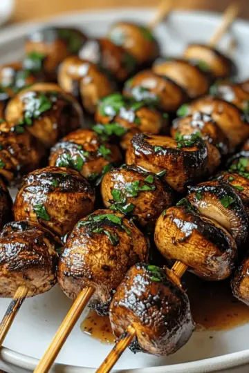 Marinated Grilled Mushroom Skewers