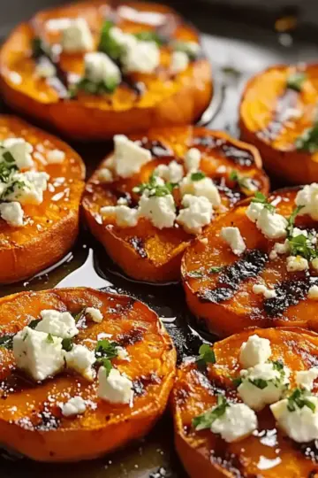 Roasted Sweet Potato Rounds with Honey & Feta
