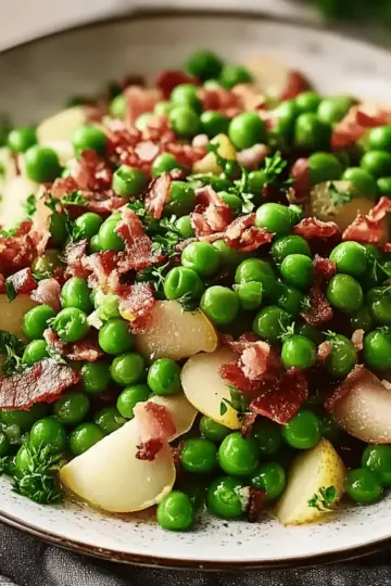 Thanksgiving Peas with Pear and Pancetta