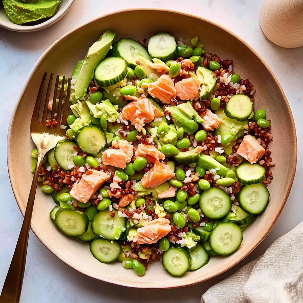 Rice Salmon Cucumber Salad