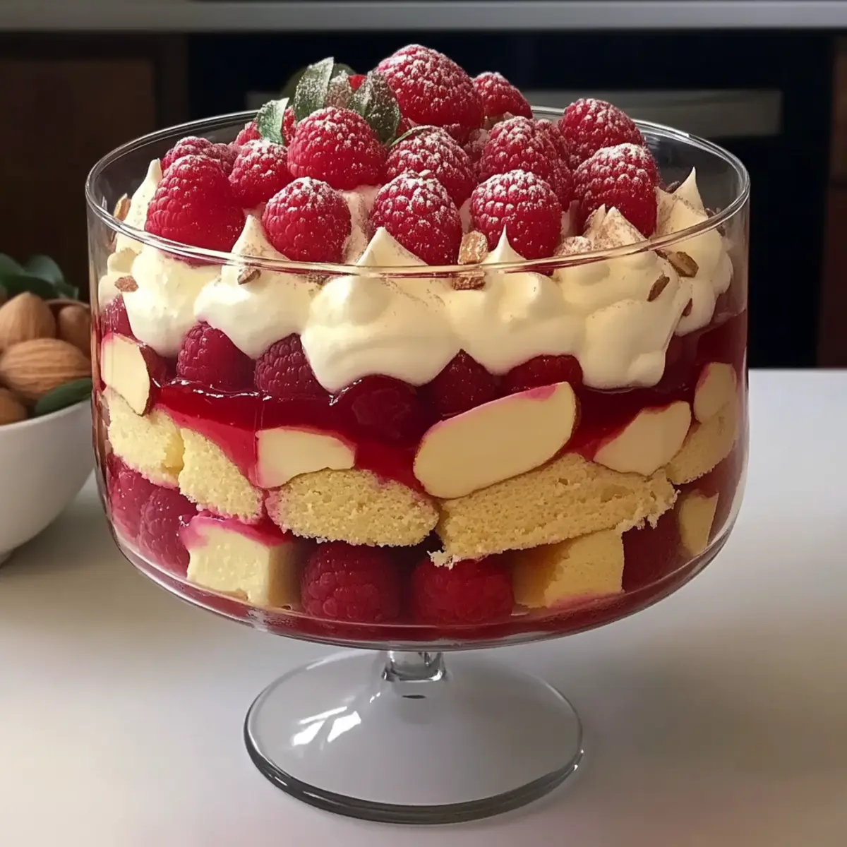 Raspberry and almond trifle
