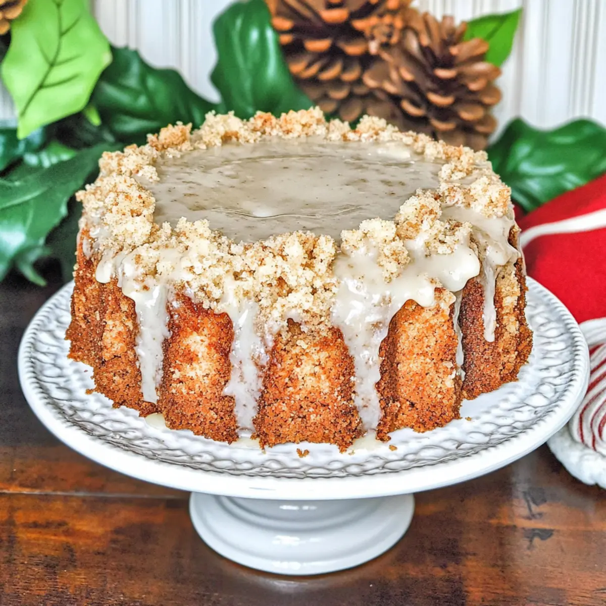 Eggnog Crumb Coffee Cake-With An Eggnog Glaze