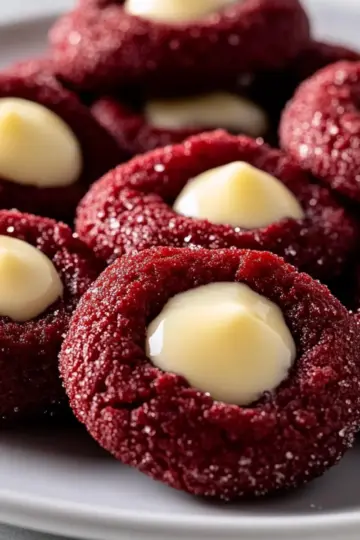 Red Velvet Cream Cheese Thumbprint Cookies