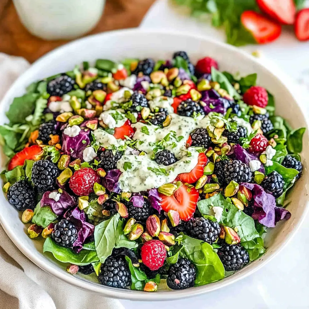 Berry Salad with Creamy Lemon Herb Dressing