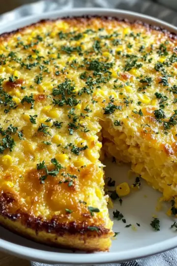Savory Baked Corn Pudding with Cheddar and Herbs