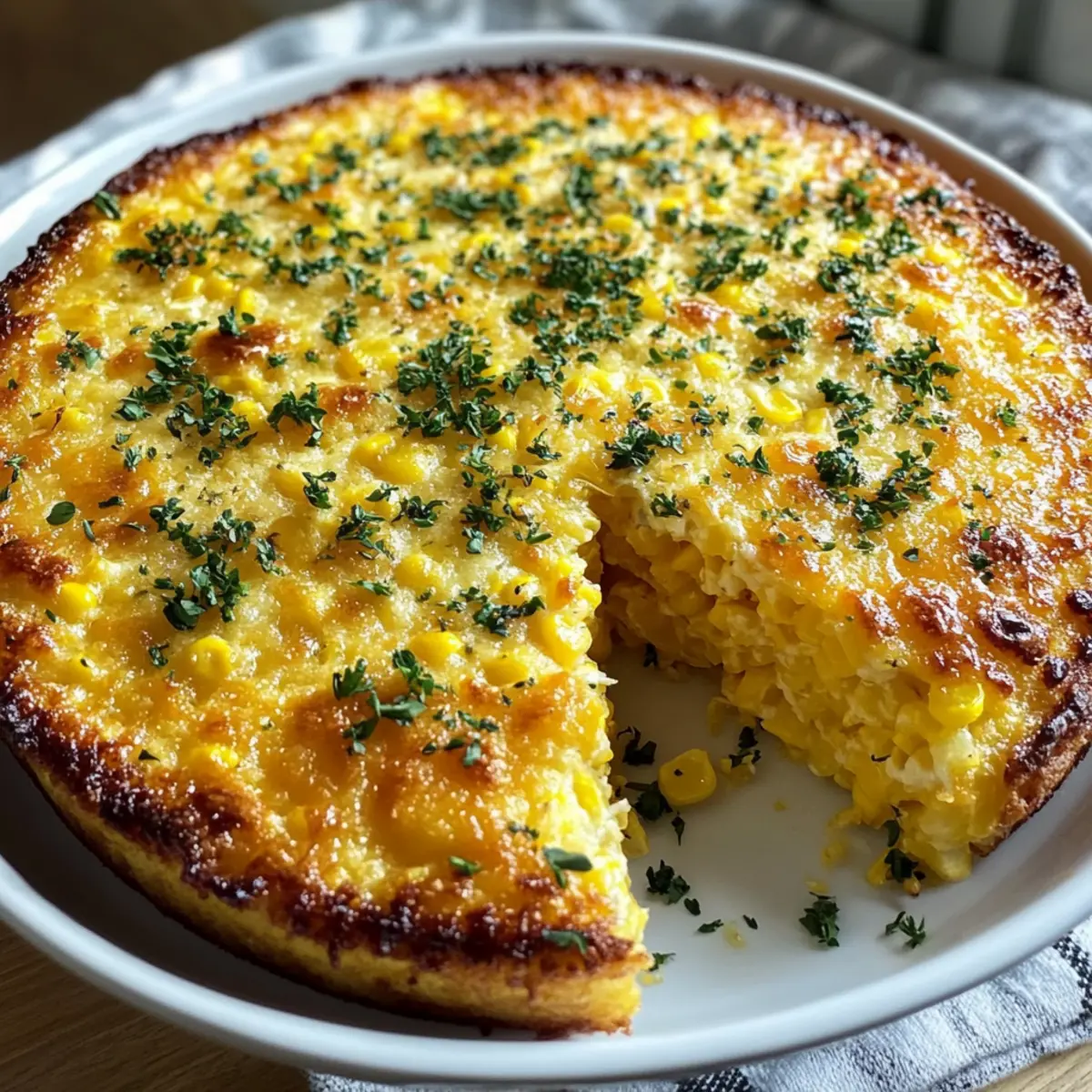 Savory Baked Corn Pudding with Cheddar and Herbs