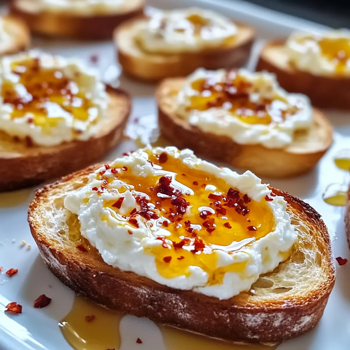 Sweet and Spicy Whipped Feta Crostini