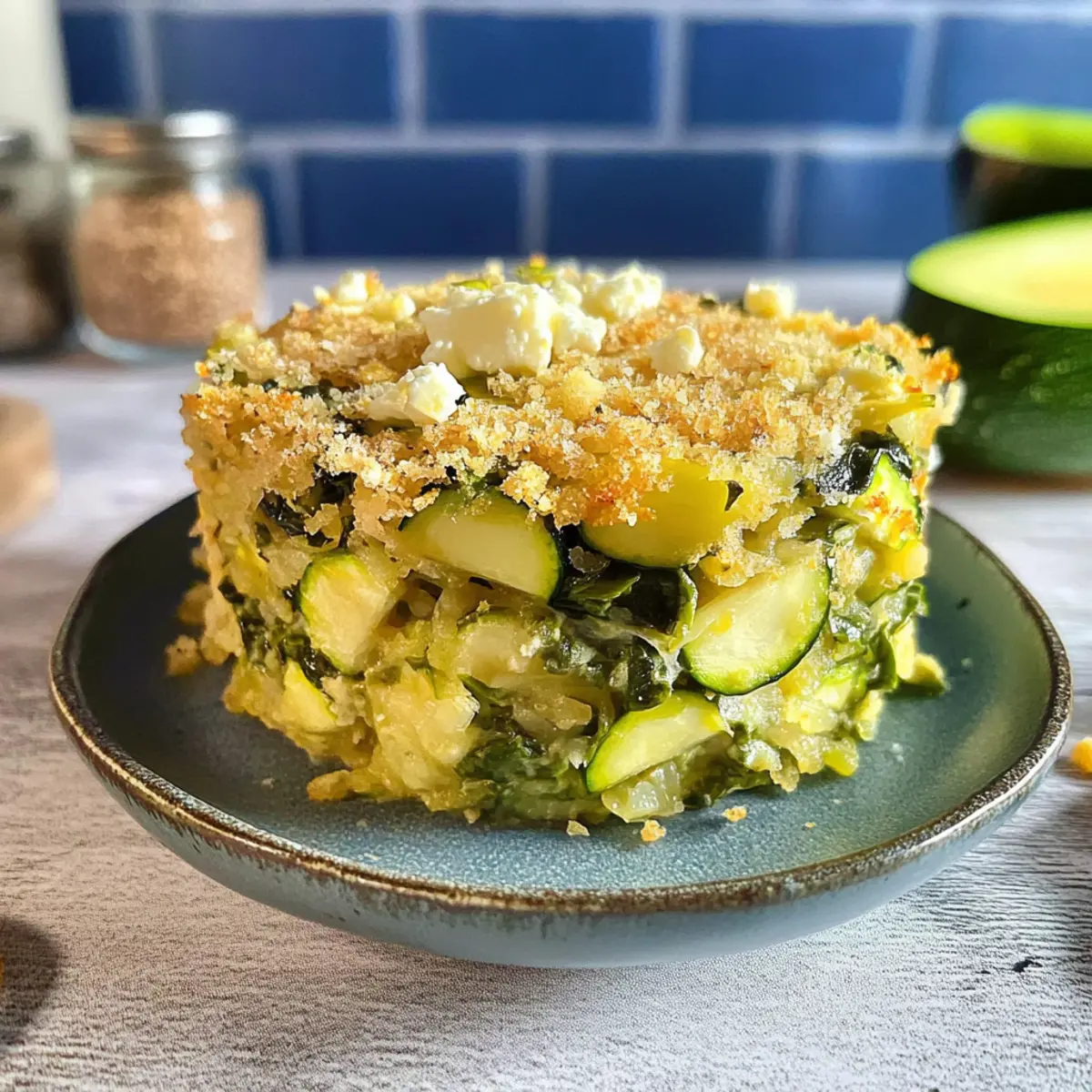 Baked Zucchini, Spinach, and Feta Casserole