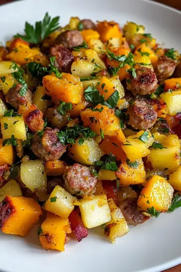 Butternut Squash and Apple Hash with Sausage