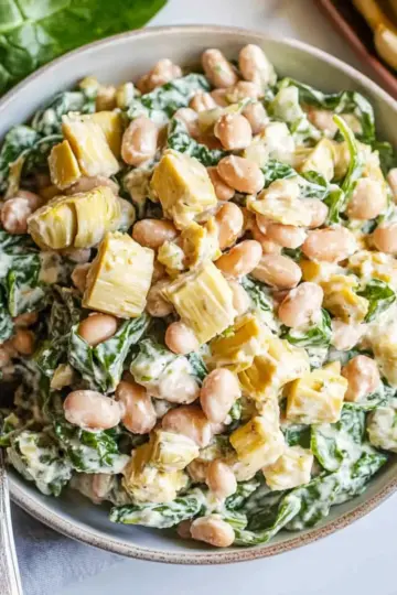 Spinach Artichoke Dense Bean Salad