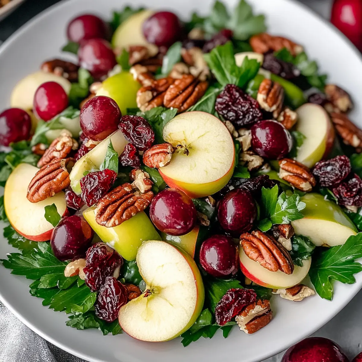 Apple Salad with Grapes, Pecans, and Dried Cranberries