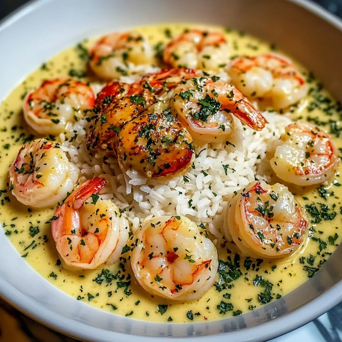 Garlic Butter Shrimp over Rice