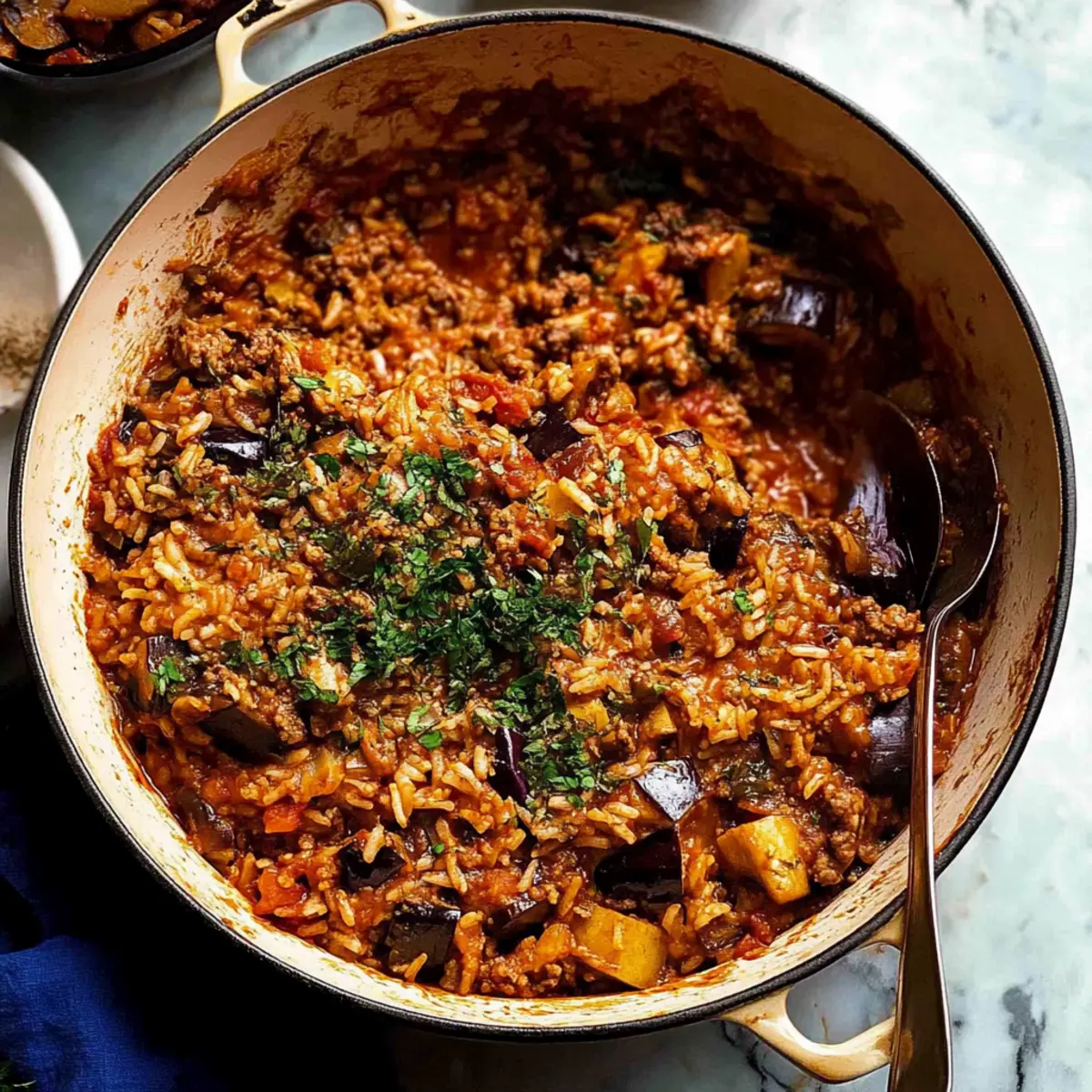 Moussaka beef rice pilaf