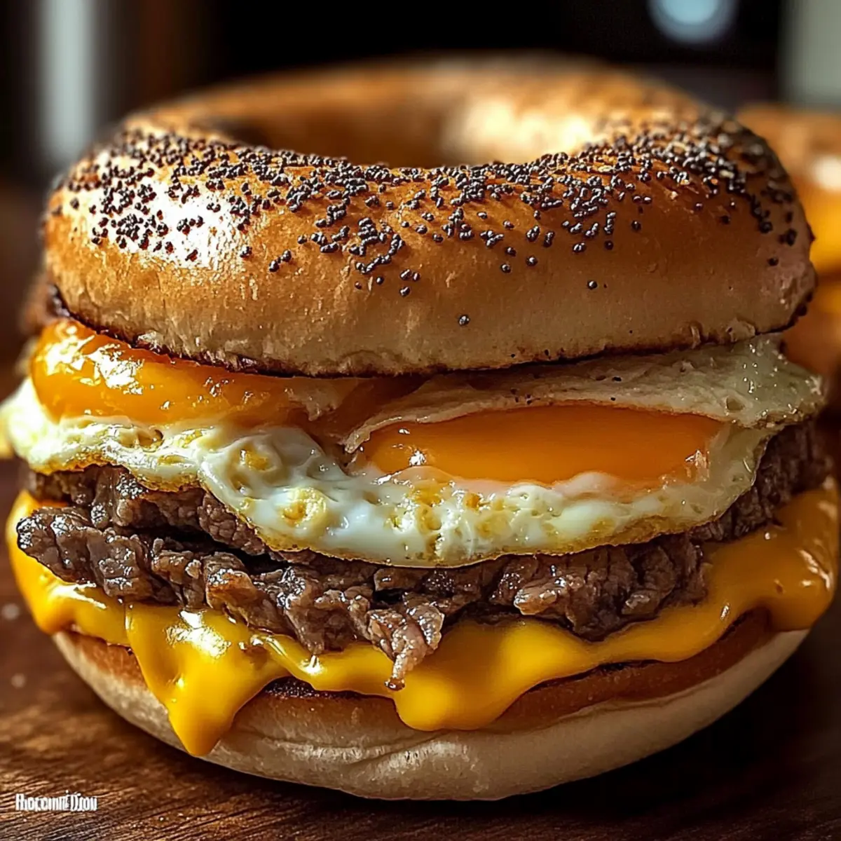 Steak Egg and Cheese Bagel Sandwich